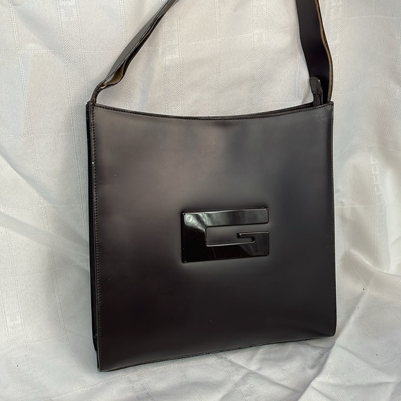 Vintage Gucci Structured Sleek Dark Brown Leather Shoulder Bag Tom Ford Square G - Picture 4 of 17